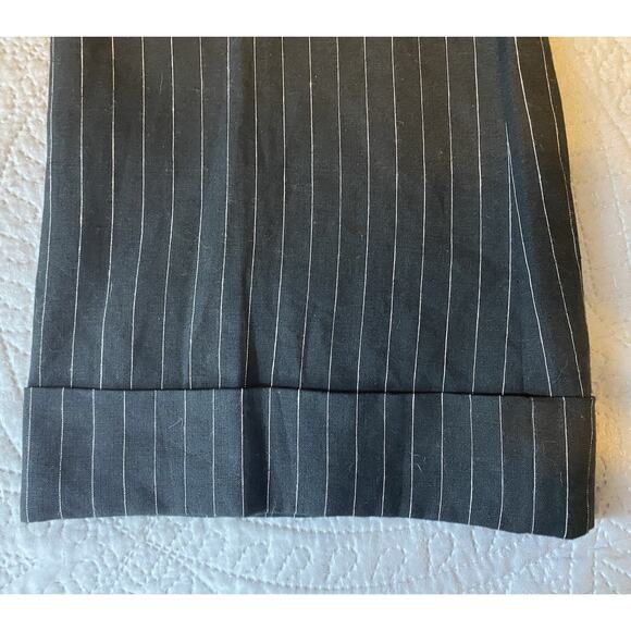 Vtg NWT Deadstock Polo Ralph Lauren Sz 10 Linen Blk Pinstripe Wide Leg Cuff Pnts - Picture 6 of 9